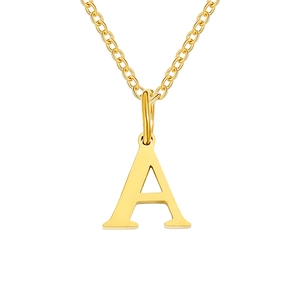 Polished golden titanium steel necklace with a capital letter A pendant for women
