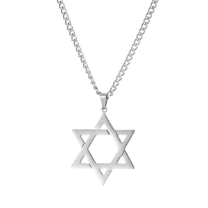 Minimalist silver stainless steel hexagram star pendant necklace for men and women