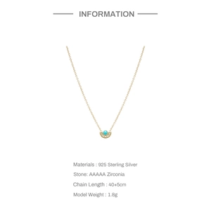 Detail of S925 sterling silver turquoise pendant necklace with AAAAA zirconia stones