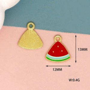 Detailed size view of watermelon alloy pendant for DIY jewelry showing 13mm by 12mm dimensions