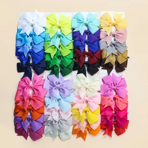 Hair Bows Hair Clips Grosgrain Ribbon Solid Color Handmade Duckbill Hairpins Colorful Headwear Accessories Girls Toddlers