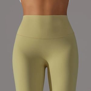 Legging de yoga taille haute vert olive sans couture frontale pour un look athlétique