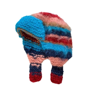 Colorful contrast knit ear protection beanie for winter warmth and outdoor fashion style