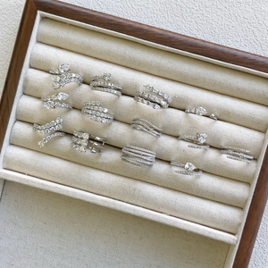 Elegant S925 sterling silver winding snake rings with sparkling zircon inlay in a jewelry box