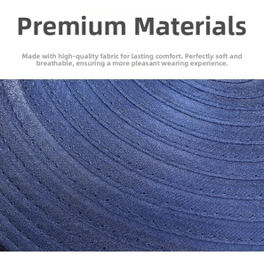 Close-up of deep blue summer sun hat showing premium stitching and breathable fabric texture
