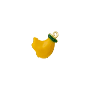 Handmade enamel banana pendant with golden ring for DIY jewelry making and crafts