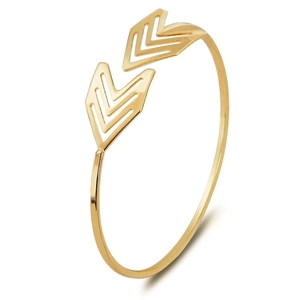 Gold open cuff bracelet with minimalist hollow geometric arrow design for men and women