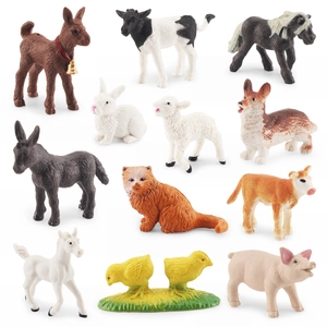 12-piece set of realistic miniature farm animal figurines and pets made of PVC