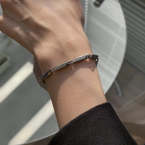 Bracelet À Maillons Losanges Minimaliste En Acier Inoxydable Titane Chaîne Géométrique Bijoux Unisexe