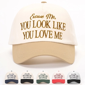 Embroidered Letter Color Block Baseball Cap Polyester Adjustable Sun Protection Outdoor Casual Streetwear Unisex Hat