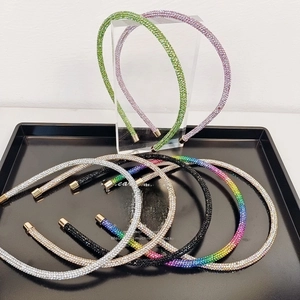 Sparkling rhinestone headband set with multiple colors and elegant metal end tips