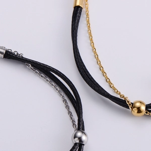 Dual-layer titanium steel bracelet featuring astronaut motif and woven rope design