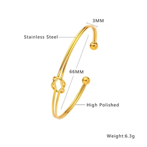Vue technique du bracelet nœud en acier doré 3mm avec dimensions et poids précisés