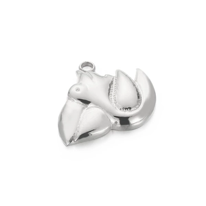 Polished silver stainless steel elephant head pendant for necklaces and jewelry