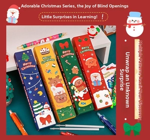Detailed set of Christmas stationery blind boxes with festive pens and ink refills