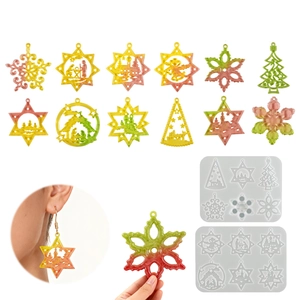 Silicone Mold Christmas Snowflake Star Shapes DIY Resin Epoxy Casting Tool For Pendant Hanging Ornament Jewelry Making Holiday Decor