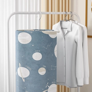 Spiral stainless steel laundry rack for drying planet pattern bed sheets and quilts