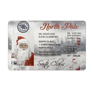 Creative Santa Claus North Pole Sleigh Driving License card for Christmas gift