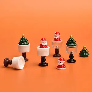 Resin Miniature Christmas Santa Claus Tree Cups For DIY Dollhouse Decor Food Play Micro Landscape Festive Crafts