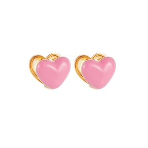 Chic gold-plated hoop earrings with pink heart enamel drops in a vibrant Y2K style