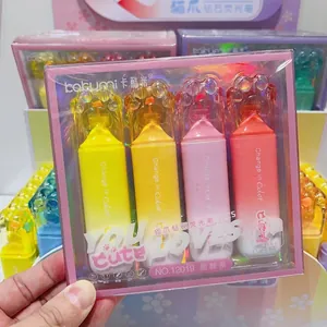 Cat paw shape highlighter set with four macaron colors and unique diamond cut tips