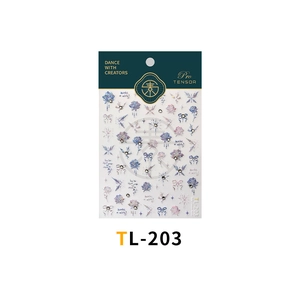 Detailed view of TL-203 holographic nail stickers with rose and butterfly motifs.