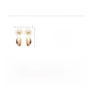 Detailed view of gold sunburst earrings with size dimensions and weight specifications