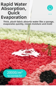 Vista macro del tappeto da bagno anguria con fibre spesse per un assorbimento rapido