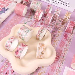 Pink floral washi tape set cute decorative masking tape for DIY scrapbooking journal stationery