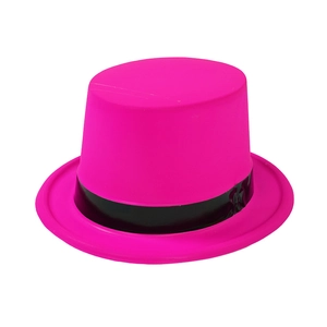 Neon fuchsia western cowboy partyhoed met zwarte band voor festivalgebruik