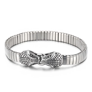 Men 316L Stainless Steel Bracelet Double Snake Head Punk Rock Vintage Link Chain Jewelry
