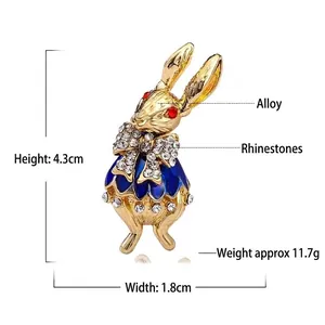 Detailed view of cute rabbit brooch dimensions showing height 4.3cm and width 1.8cm