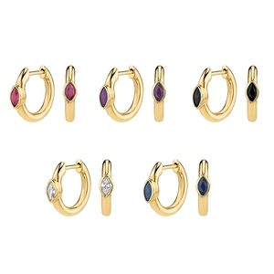 Boucles Oreilles Créoles Huggie Zircon Marquise Avec 925 Sterling Silver Earring Post Cuivre Bijoux Minimalistes Femme