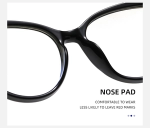 Close-up of comfortable integrated nose pads on black cat-eye sunglasses frames