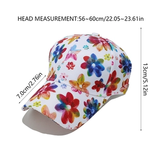 Blumen-Baseballkappe mit 7cm Schirm und 56-60cm Kopfumfang Abmessungen
