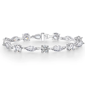 Elegante bracciale in argento 925 con cristalli a taglio marquise e rotondo per donna