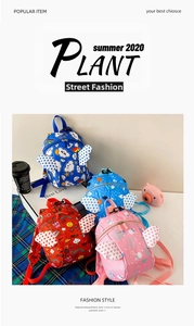Detail view of colorful toddler anti-lost backpacks with playful wings and cute patterns