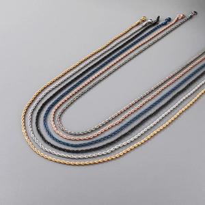 Polished 3mm stainless steel rope chain necklace in gold, silver, black, and rose gold