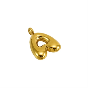 Polished gold stainless steel bubble letter Q pendant with mirror finish for necklace