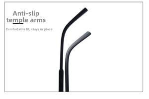 Detail of matte black non-slip glasses temples designed for stable and comfortable fit
