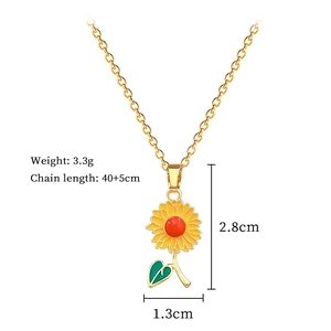Dimensions détaillées du collier pendentif tournesol avec poids et longueur de chaîne