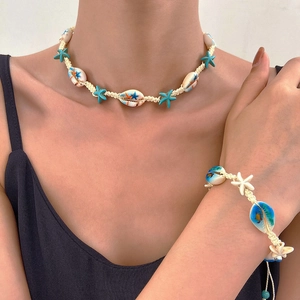 Bohemian Ocean Theme Necklace And Bracelet Shell Starfish Turtle Resin Bead Summer Beach Jewelry For Women