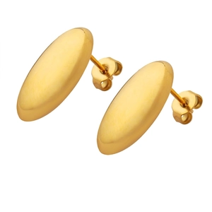 Minimalist Oval Rice Grain Stud Earrings Titanium Steel 18K Gold Plated Fashion Jewelry For Women