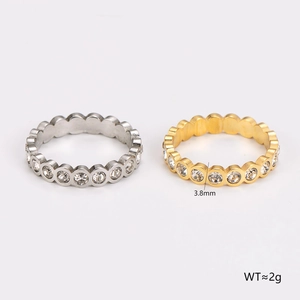 Slim stainless steel diamond rings in gold and silver colors with 3.8mm width