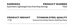 Detailed specifications for asymmetric shell pearl earrings made of titanium steel