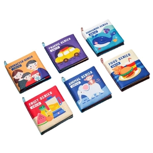 Set of 6 soft baby cloth books with colorful patterns for early learning and sensory play