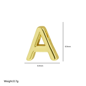 Classic 18k gold polished letter A pendant necklace charm for DIY jewelry making