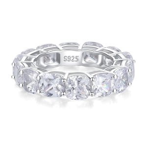 Sparkling S925 sterling silver eternity ring featuring full circle square-cut cubic zirconia