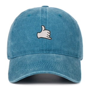 Vintage washed teal baseball cap with white Shaka embroidery for outdoor sun protection