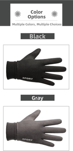 Detail of ribbed knit cuffs and sport lettering on warm windproof winter cycling gloves